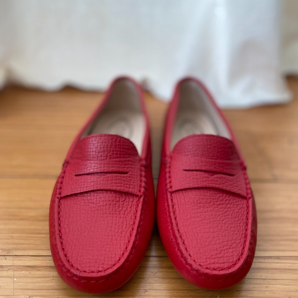 TOD'S GOMMINO RED LEATHER DRIVING SHOES